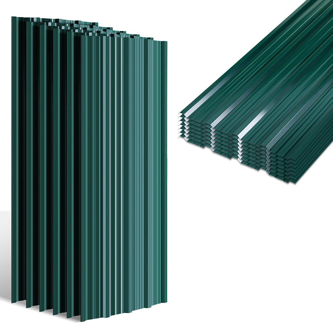 Randaco 24 Stück trapezförmige Wellblechplatten, Dachplatte verzinkt abnehmbar, Grün/Grau