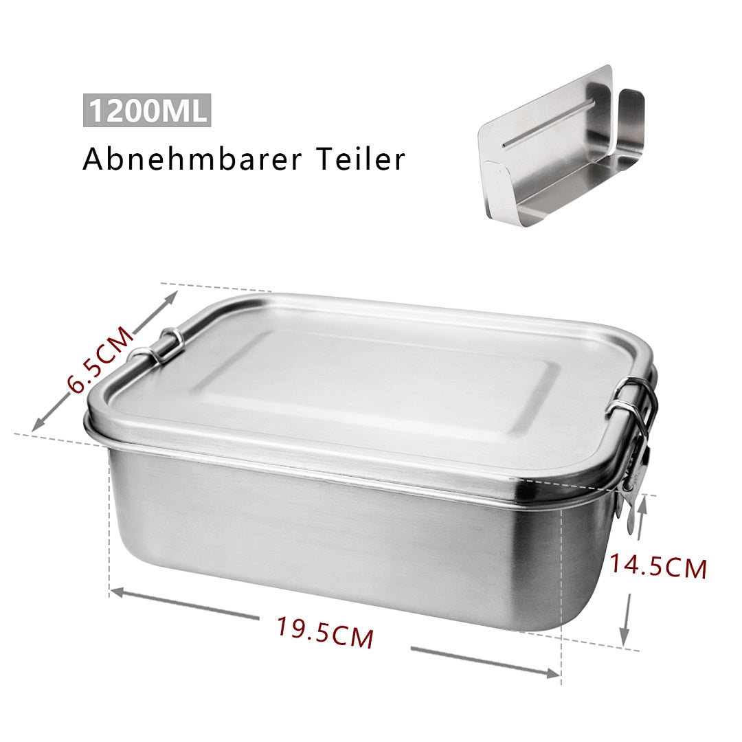 Randaco Edelstahl Bento-Box mit Fächern & Deckeln – auslaufsicher & stapelbar – 800/1200/1400 ml