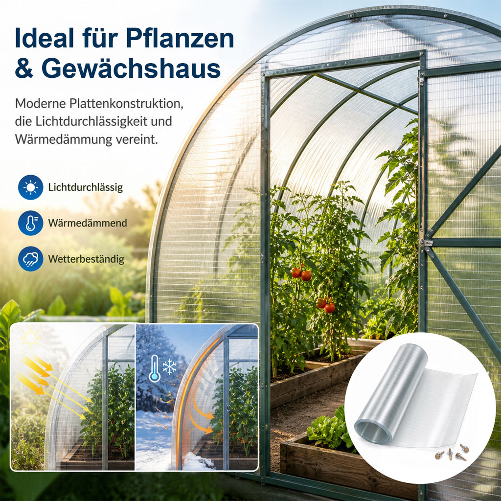 Randaco Flexible transparente Gewächshaus‑Dachplatte 0,8 mm lichtdurchlässige Rollenabdeckung für Garten Schuppen und Landwirtschaft
