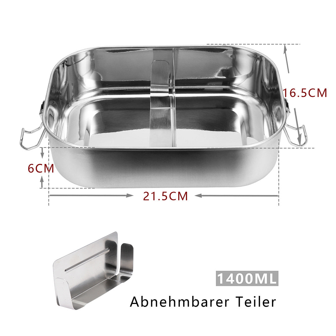Randaco Edelstahl Bento-Box mit Fächern & Deckeln – auslaufsicher & stapelbar – 800/1200/1400 ml