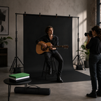 Randaco Verstellbares Fotostudio-Hintergrundset mit 3 Hintergrundtüchern – inkl. Klammern, Sandsäcken & Tragetasche