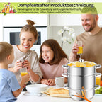 3-teiliger 8-Liter-Dampfentsafter aus Edelstahl mit 4 Bügelflaschen