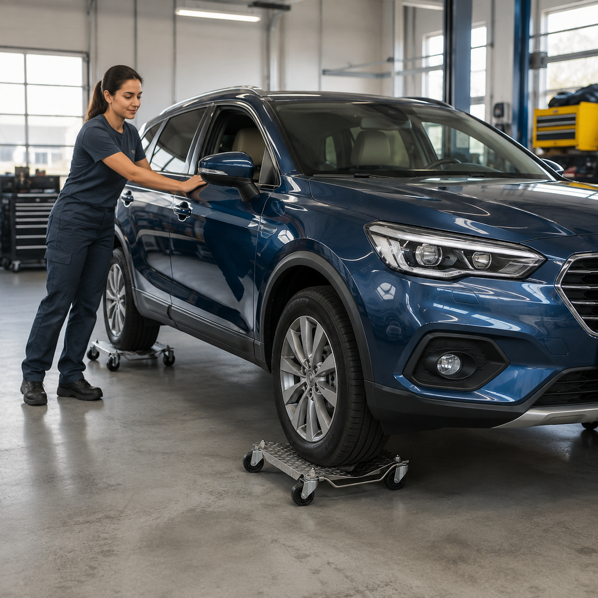Randaco Auto-Rad-Dolly-Set mit bremsbaren Lenkrollen – Rangierhilfe für Garage & Werkstatt