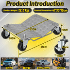 Randaco Auto-Rad-Dolly-Set mit bremsbaren Lenkrollen – Rangierhilfe für Garage & Werkstatt