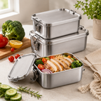 Randaco Edelstahl Bento-Box mit Fächern & Deckeln – auslaufsicher & stapelbar – 800/1200/1400 ml