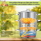 3-teiliger 8-Liter-Dampfentsafter aus Edelstahl mit 4 Bügelflaschen