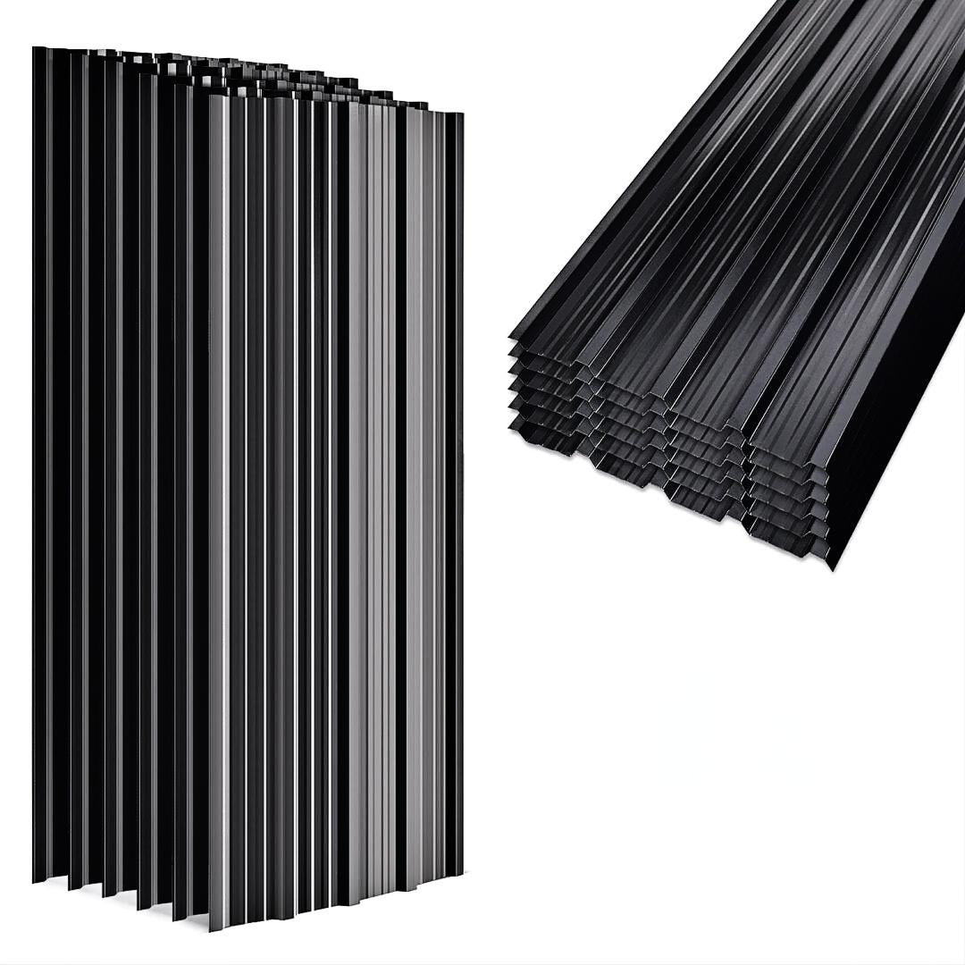 Randaco 24 Stück trapezförmige Wellblechplatten, Dachplatte verzinkt abnehmbar, Grün/Grau