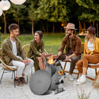 Randaco Raketenofen mit Grillplatte Ø50cm Stecksystem Mit zwei zusätzlichen Stützstreben und Feuerhaken aus Kohlenstoffstahl