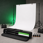 Randaco Verstellbares Fotostudio-Hintergrundset mit 3 Hintergrundtüchern – inkl. Klammern, Sandsäcken & Tragetasche