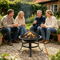Randaco Holzfeuerschale 55 cm mit Funkenschutzgitter, Holzrost & Schürhaken – für Garten, Terrasse, Camping & Strand