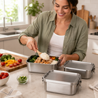 Randaco Edelstahl Bento-Box mit Fächern & Deckeln – auslaufsicher & stapelbar – 800/1200/1400 ml