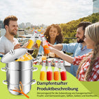 3-teiliger 8-Liter-Dampfentsafter aus Edelstahl mit 4 Bügelflaschen