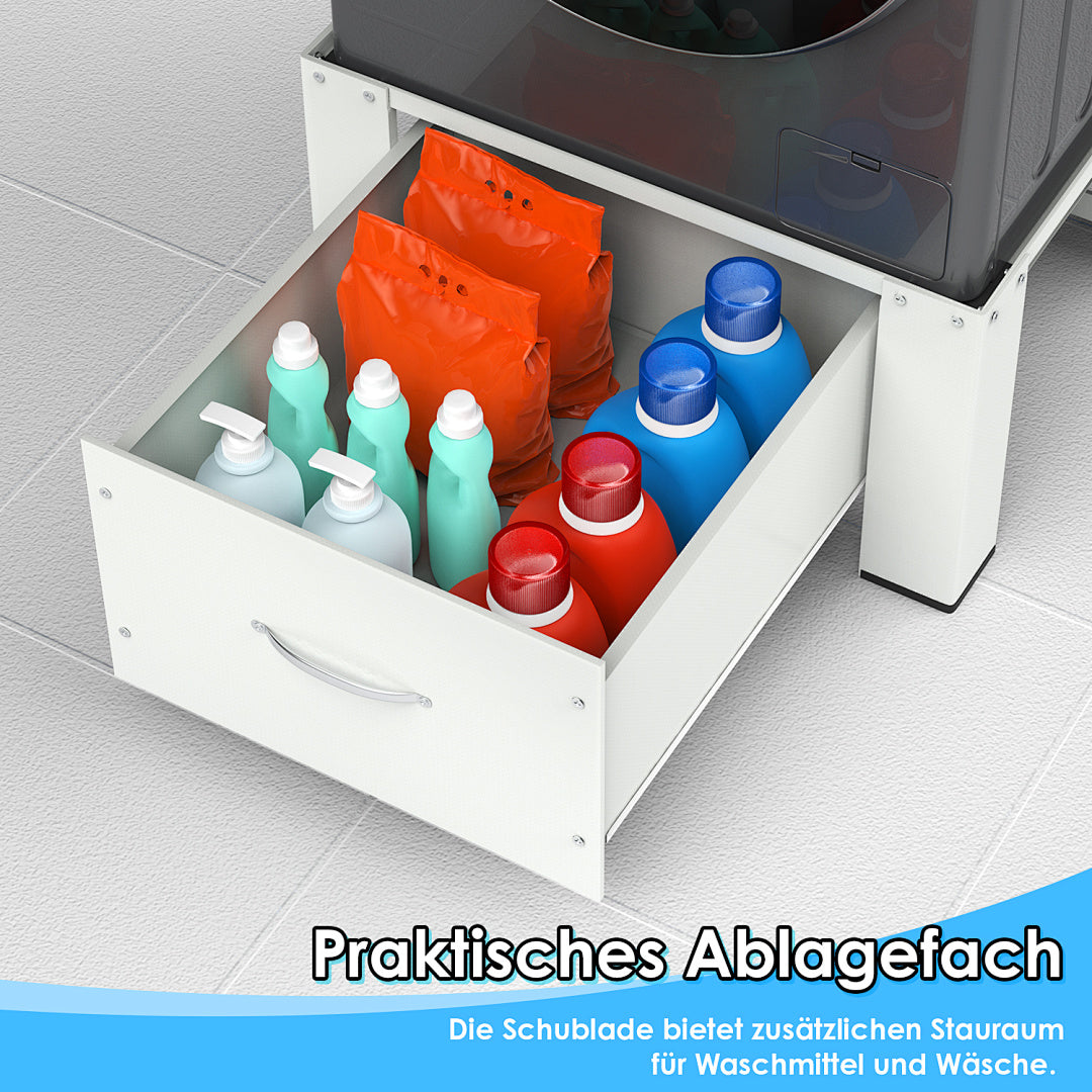 Randaco Waschmaschinen- und Trocknersockel mit Schublade – Erhöhter Stand, vibrationsreduzierend