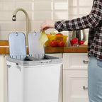 Randaco 42-Liter-Küchen-Mülleimer mit 3 Fächern – Trocken-/Nass-Trennung, Fußpedal, Rollen, Weiß