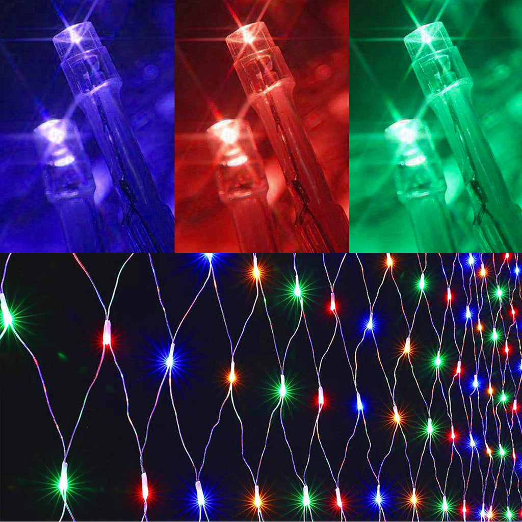 Randaco LED Netzleuchten außen 8 Lichtmodi mit Speicherfunktion 200 / 300 LEDs warmweiß mehrfarbig Festdekoration Lichternetz