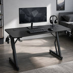 Randaco Gaming-Schreibtisch – Computertisch mit Z-Rahmen, Kohlefaser-Optik & Headset-Halter