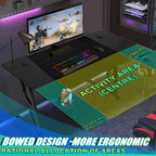 Randaco Gaming-Schreibtisch – Computertisch mit Z-Rahmen, Kohlefaser-Optik & Headset-Halter
