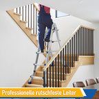 Randaco Teleskopleiter Aluminium Multifunktionsleiter 3 in 1 rutschfeste ausziehbare Mehrzweck‑Klappleiter bis 150 kg belastbar