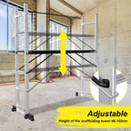Randaco Gerüst 4‑in‑1 Mehrzweckleitern aluminium 6+6 Stufen mit Plattform & Rollen bis 150 kg belastbar