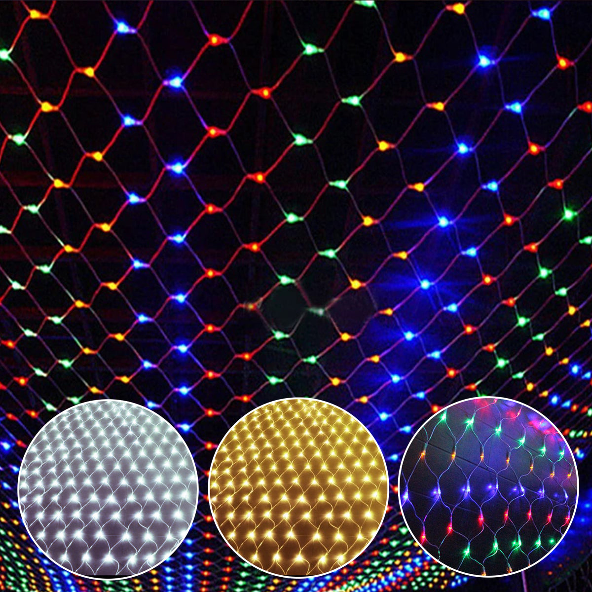 Randaco LED Netzleuchten außen 8 Lichtmodi mit Speicherfunktion 200 / 300 LEDs warmweiß mehrfarbig Festdekoration Lichternetz