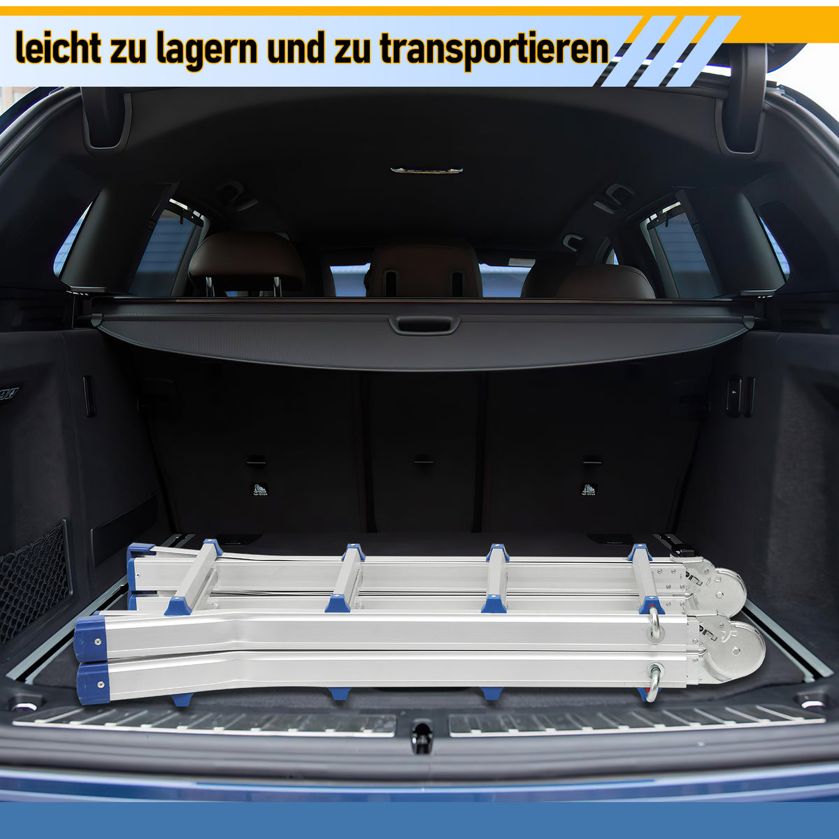 Randaco Teleskopleiter Aluminium Multifunktionsleiter 3 in 1 rutschfeste ausziehbare Mehrzweck‑Klappleiter bis 150 kg belastbar