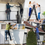 Randaco Gerüst 4‑in‑1 Mehrzweckleitern aluminium 6+6 Stufen mit Plattform & Rollen bis 150 kg belastbar