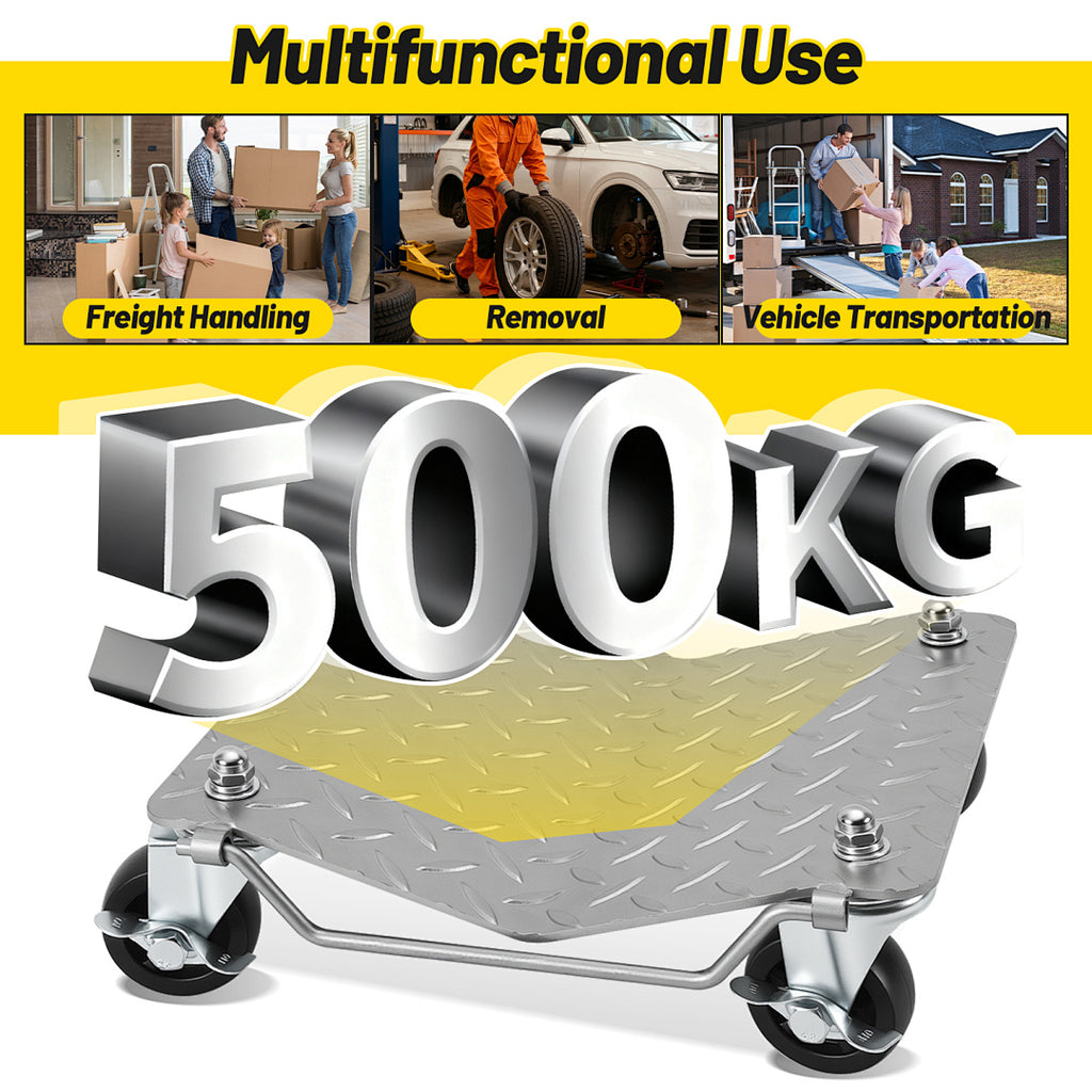 Randaco Auto-Rad-Dolly-Set mit bremsbaren Lenkrollen – Rangierhilfe für Garage & Werkstatt
