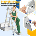 Randaco Teleskopleiter Aluminium Multifunktionsleiter 3 in 1 rutschfeste ausziehbare Mehrzweck‑Klappleiter bis 150 kg belastbar