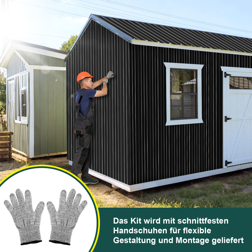 Randaco 24 Stück trapezförmige Wellblechplatten, Dachplatte verzinkt abnehmbar, Grün/Grau
