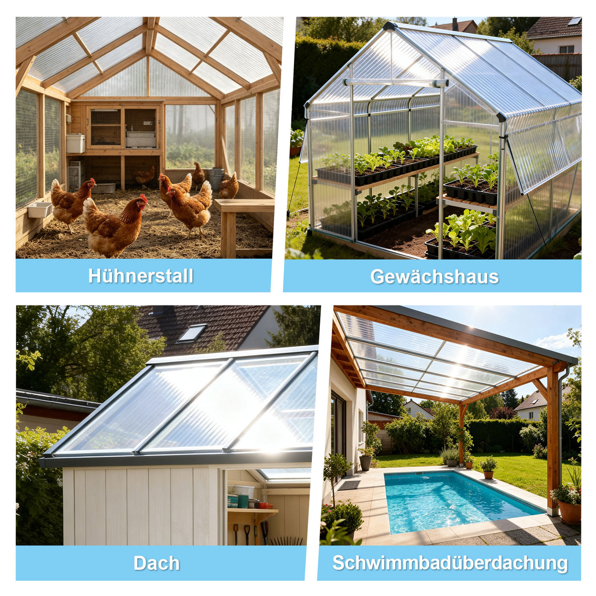 Randaco Flexible transparente Gewächshaus‑Dachplatte 0,8 mm lichtdurchlässige Rollenabdeckung für Garten Schuppen und Landwirtschaft