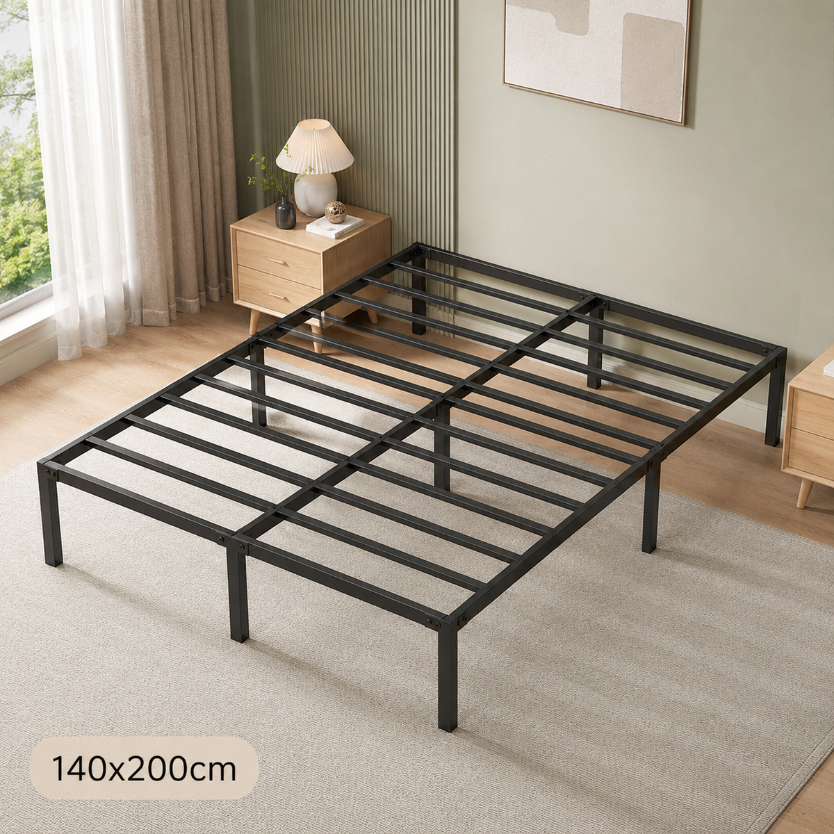 Randaco Metallbettrahmen stabil 90×200cm/140×200 cm Platzsparender Bettrahmen Einzelbettrahmen bis 200 kg Doppelbettrahmen bis 300 kg