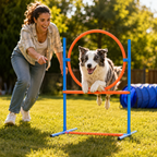 Randaco Agility Set Hunde 5-teiliges mit Slalom Hürde Sprungring Tunnel mit Slalom Hürde Sprungring und Hundetunnel für abwechslungsreiche Bewegung im Garten oder Park
