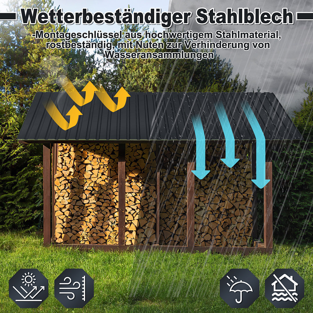 Randaco 24 Stück trapezförmige Wellblechplatten, Dachplatte verzinkt abnehmbar, Grün/Grau