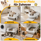Randaco Edelstahl Katzenklo XXXL mit hohem Rand 71 x 51 x 30 cm Weiß Offene Katzentoilette für große Katzen und Mehrkatzenhaushalte,mit hoher Seitenwand,Trittmatte und Streuschaufel