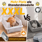 Randaco Edelstahl Katzenklo XXXL mit hohem Rand 71 x 51 x 30 cm Weiß Offene Katzentoilette für große Katzen und Mehrkatzenhaushalte,mit hoher Seitenwand,Trittmatte und Streuschaufel