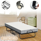 Randaco Klappbett 90x200cm Gästebett Klappbarer mit 13cm Matratze und Rollen bis 200 kg