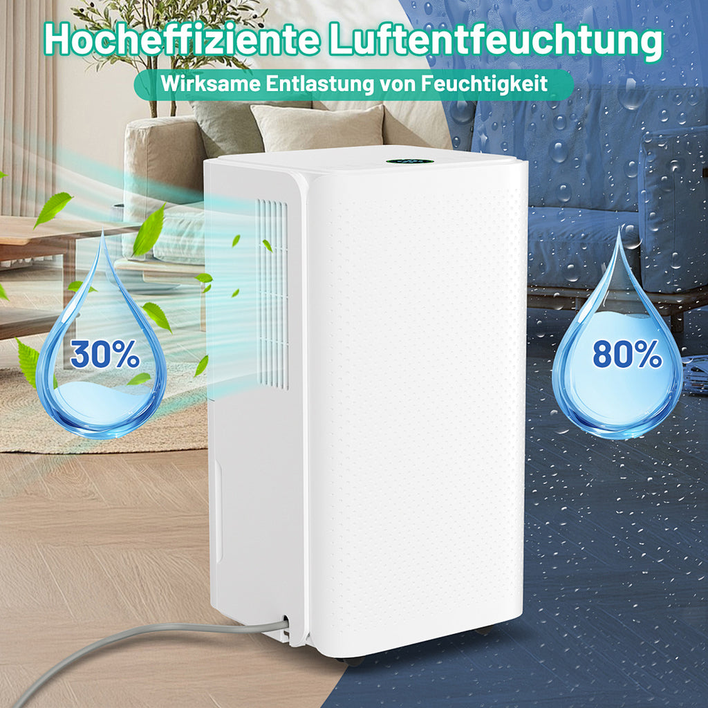 Randaco Elektrischer Luftentfeuchter 16 L/Tag 3 Modi Digitalanzeige Timer Ablaufschlauch für Keller Schlafzimmer und Waschküche