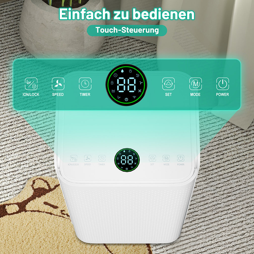 Randaco Elektrischer Luftentfeuchter 16 L/Tag 3 Modi Digitalanzeige Timer Ablaufschlauch für Keller Schlafzimmer und Waschküche