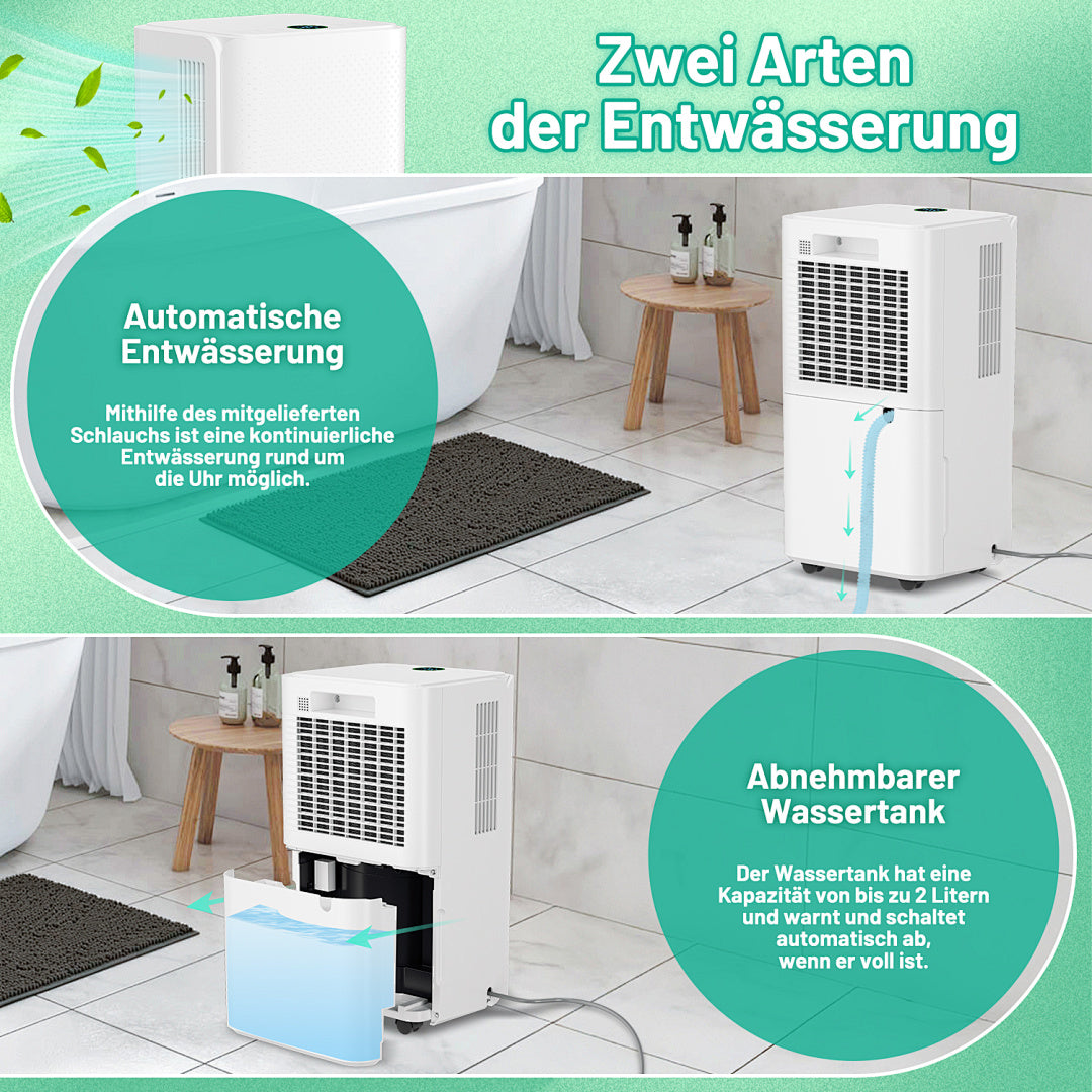 Randaco Elektrischer Luftentfeuchter 16 L/Tag 3 Modi Digitalanzeige Timer Ablaufschlauch für Keller Schlafzimmer und Waschküche