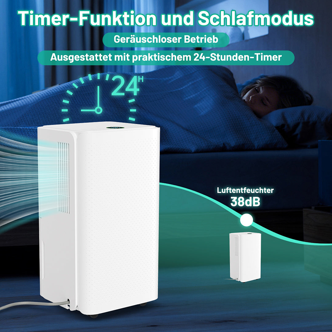 Randaco Elektrischer Luftentfeuchter 16 L/Tag 3 Modi Digitalanzeige Timer Ablaufschlauch für Keller Schlafzimmer und Waschküche