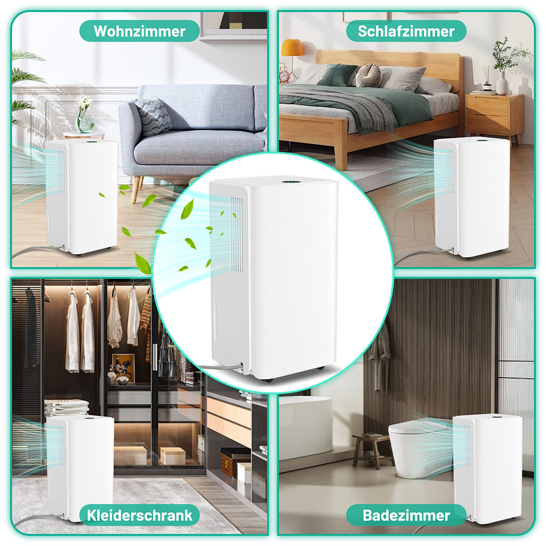 Randaco Elektrischer Luftentfeuchter 16 L/Tag 3 Modi Digitalanzeige Timer Ablaufschlauch für Keller Schlafzimmer und Waschküche