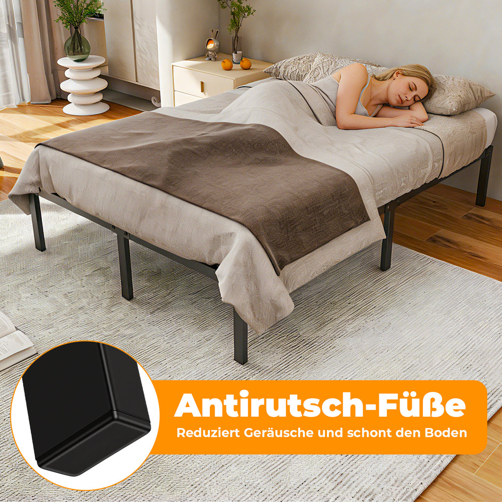 Randaco Metallbettrahmen stabil 90×200cm/140×200 cm Platzsparender Bettrahmen Einzelbettrahmen bis 200 kg Doppelbettrahmen bis 300 kg