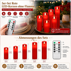Randaco 5er LED Kerzen Ø5,3cm Echtwachs Flackernd Set Licht 13/14/16/18/20cm hoch Deko