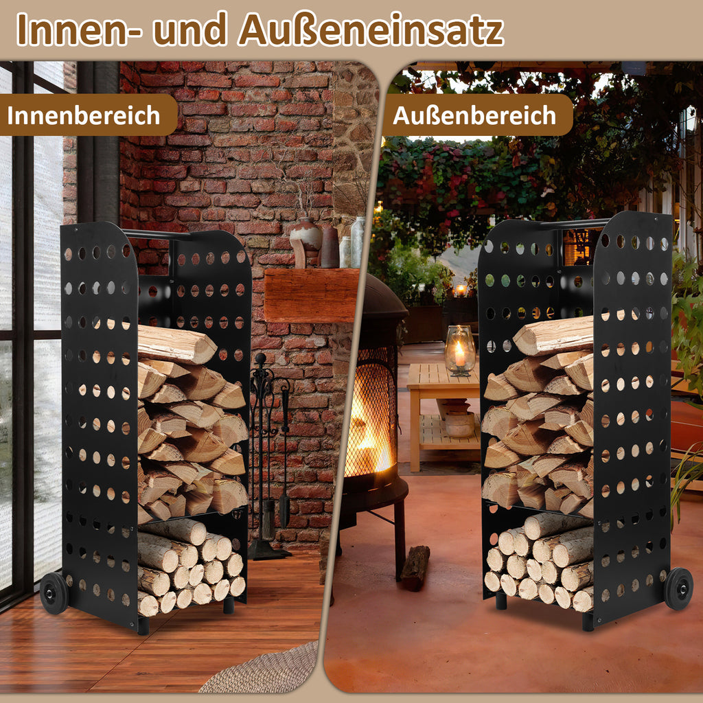 Randaco 42x35x112cm Kaminholzwagen mit Rollen bis 60 kg