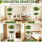 Randaco Künstlicher zweistufiger Ficus‑Baum mit weißem Topf dekorative Zimmerbegrünung für Innenräume 120 cm/150 cm