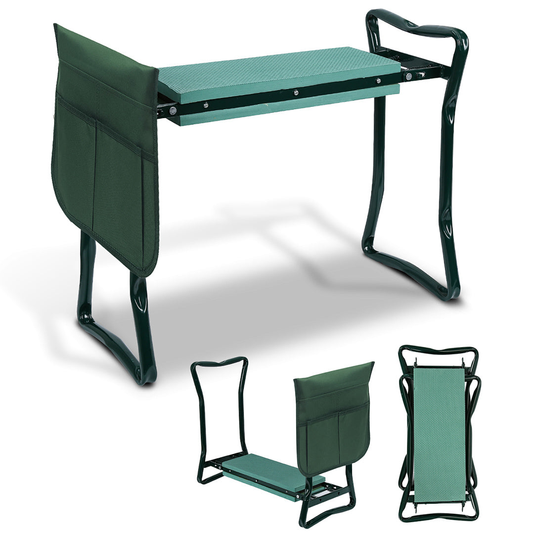Randaco 2 in 1 Klappbar Gartenbank mit Werkzeugtasche 60x50x28cm Grün