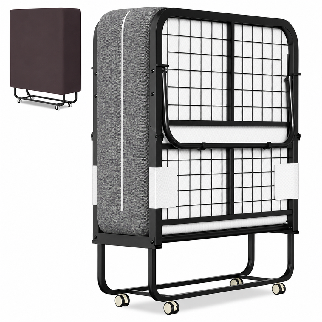 Randaco Klappbett 90x200cm Gästebett Klappbarer mit 13cm Matratze und Rollen bis 200 kg