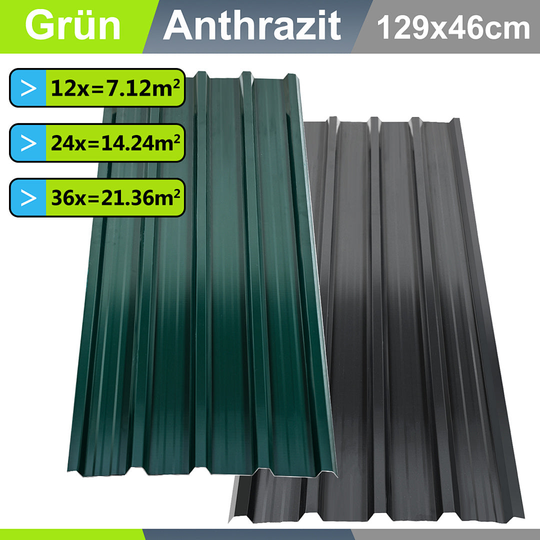 Randaco 12Stück Wellblech Dachplatten für Schuppen Trapezblech für Carport