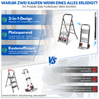 Randaco 2‑in‑1 Sackkarre mit Trittleiter 2‑Stufen‑ / 3‑Stufen‑Ausführung klappbare Sackkarre treppengängig treppengängig kompakt und transportabe