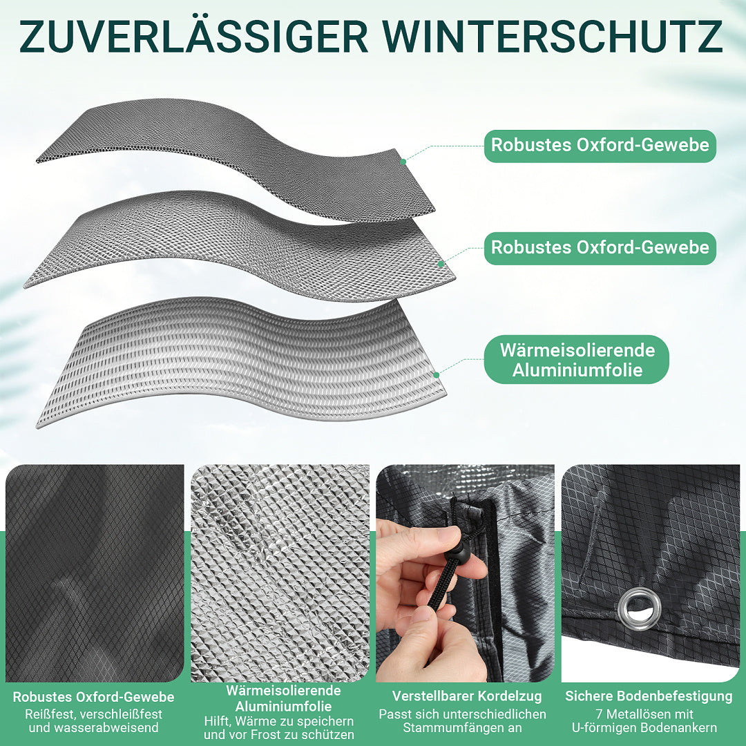 Randaco 2er-Set anthrazitfarbene Wurzelschutzabdeckungen mit Erdankern flexible Bodenmatten für Gartenbäume und Sträucher zur Winterpflege